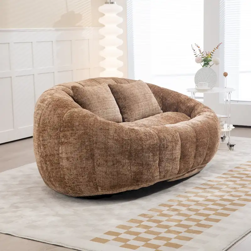 Coffee Modern 59 Chenille Loveseat Chaise Lounge Chair
