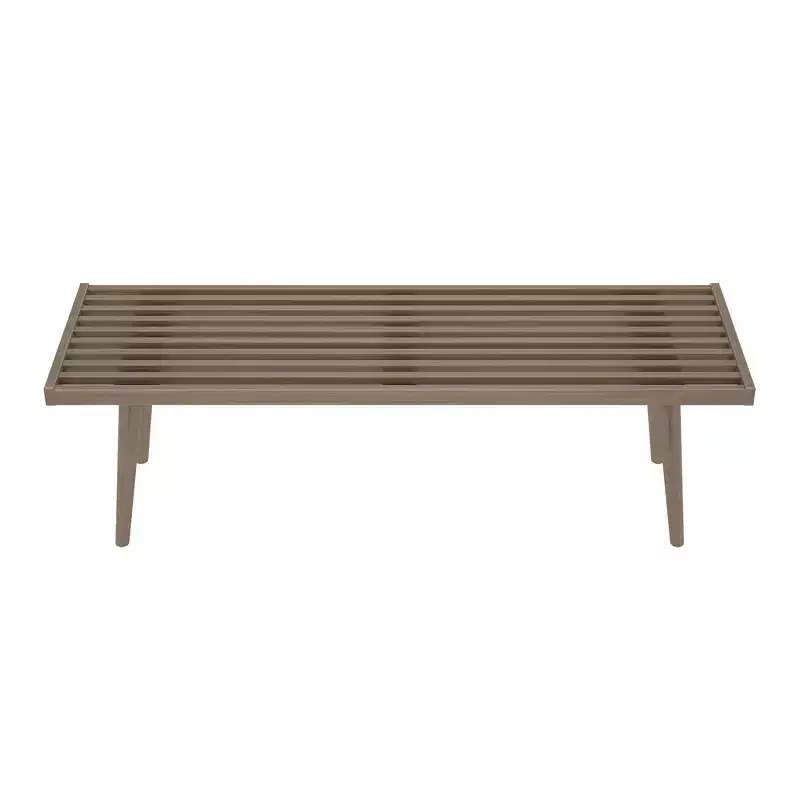 Mid-Century Solid Wood Bench – Black/Clay/Natural/Pecan/Teal/Walnut/White/Yellow – Seats 1