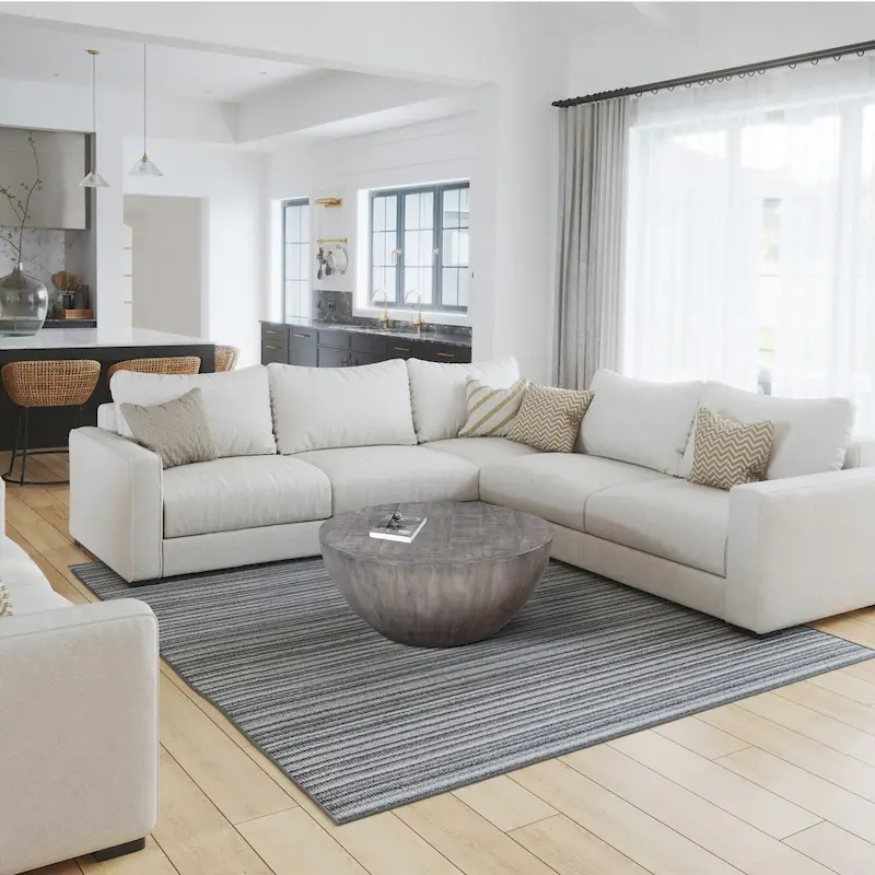 36 Inch Round Coffee Table, Handcrafted Drum Shape, Mango Wood with Olive Gray Finish