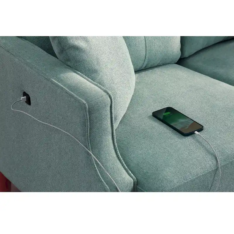 Loveseat With Waterproof Fabric,USB Charge