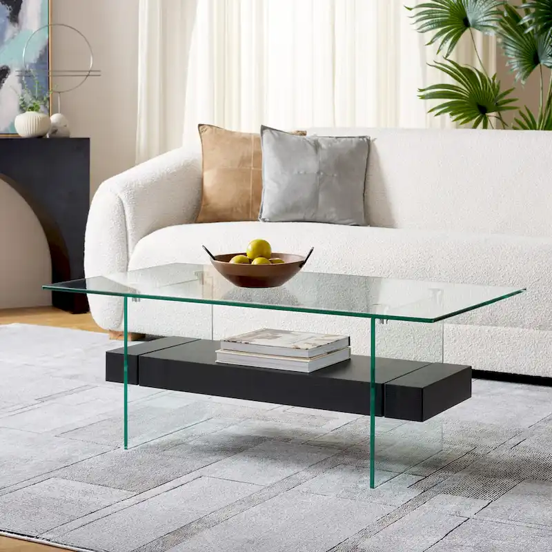 SAFAVIEH Gennie Modern Glass Coffee Table - 43.3  x 23.6  x 16.5  - 43Wx24Dx17H