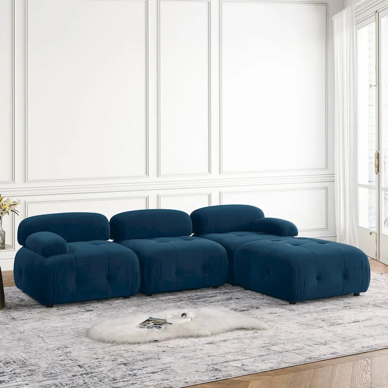 Blue 93 Modular L-Shaped 4-Seater Sofa with Reversible Ottoman