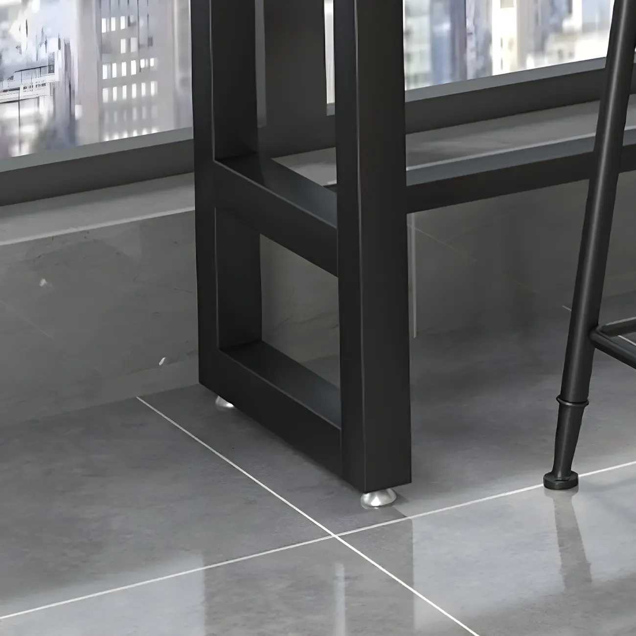 Rectangle Brown Wooden Bar Table With Footrest