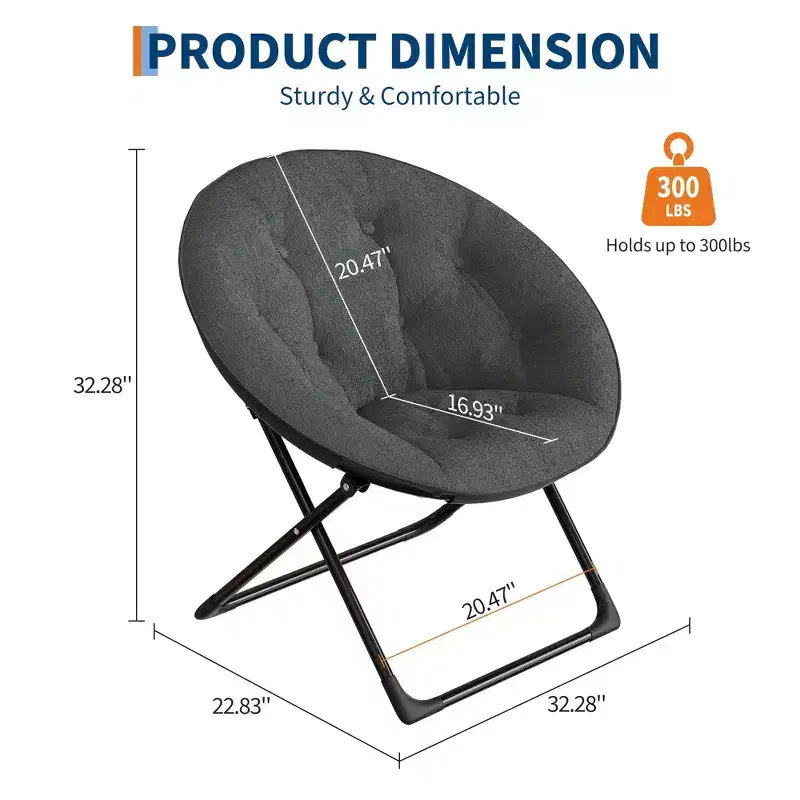Faux Fur Saucer Chair, Folding Style, 1-Person