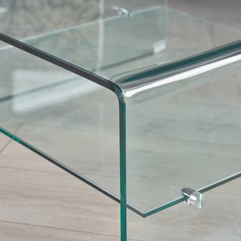 Ramona Square Glass Coffee Table with Shelf