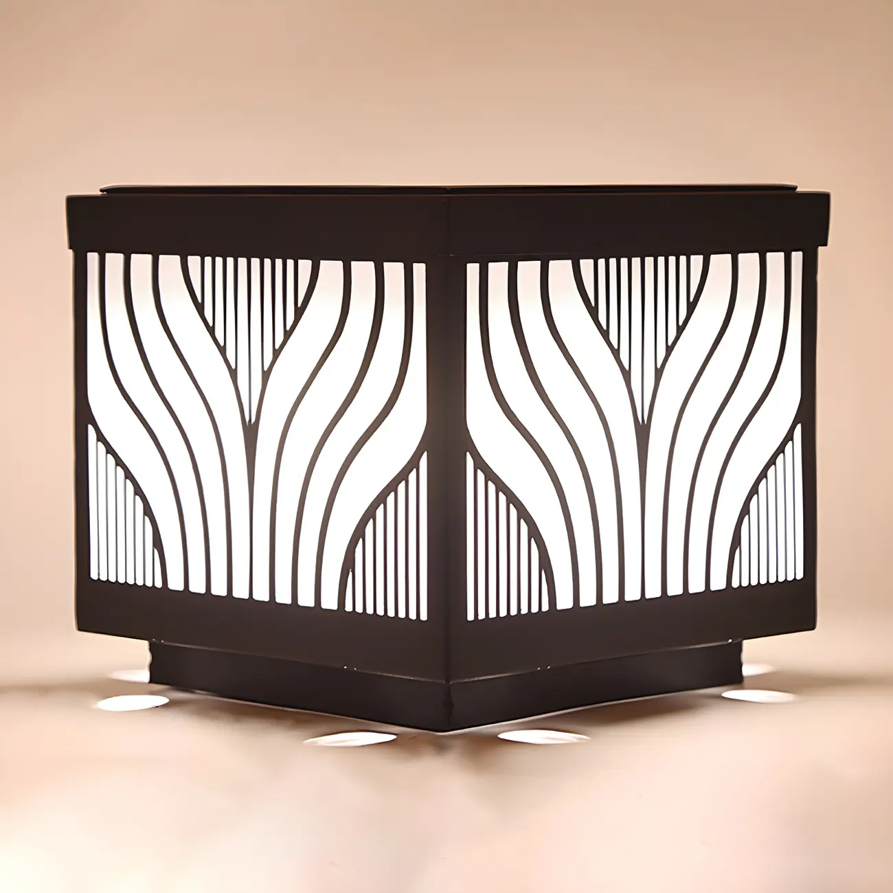 Black Striped Waterproof Solar Outdoor Post Lights