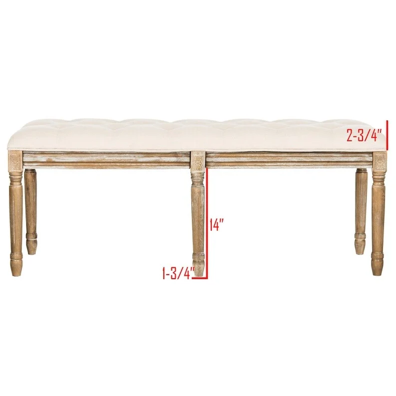 Lynnette French Brasserie Tufted Wood Bench - 47.3 x 17.5 x 19 - 47Wx18Dx19H