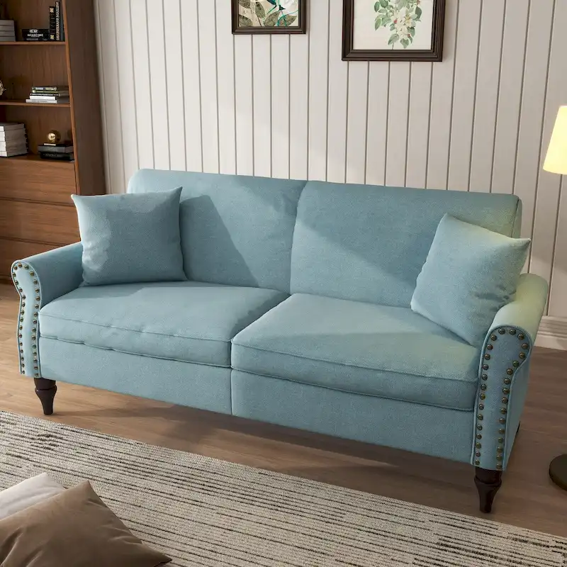 Modern 73 Nailhead Trim Loveseat Sofa