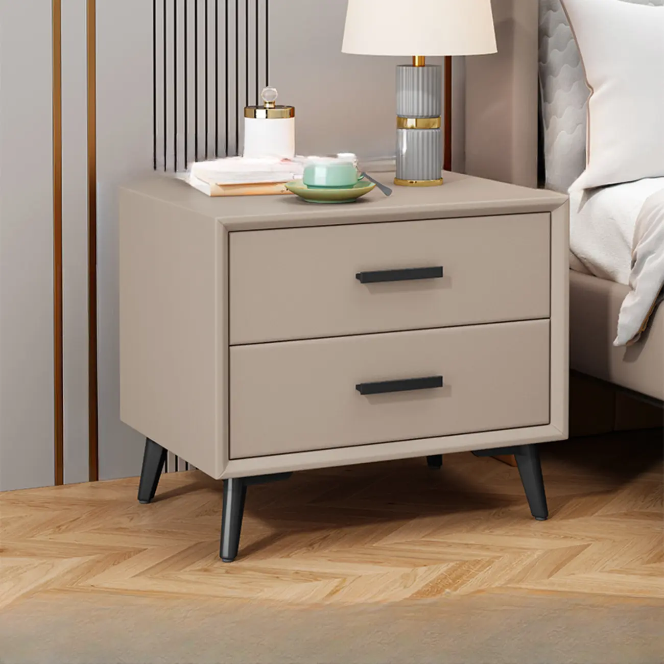Modern Timber Off-White 2-Drawer Nightstand