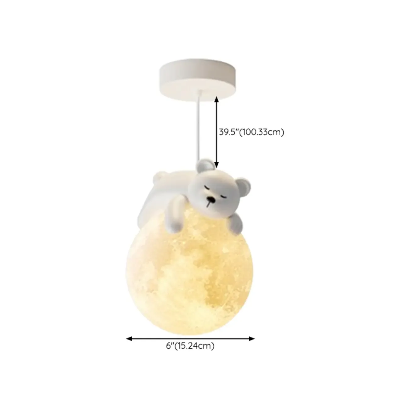 Cartoon Animal White Metal Acrylic Globe Pendant Light