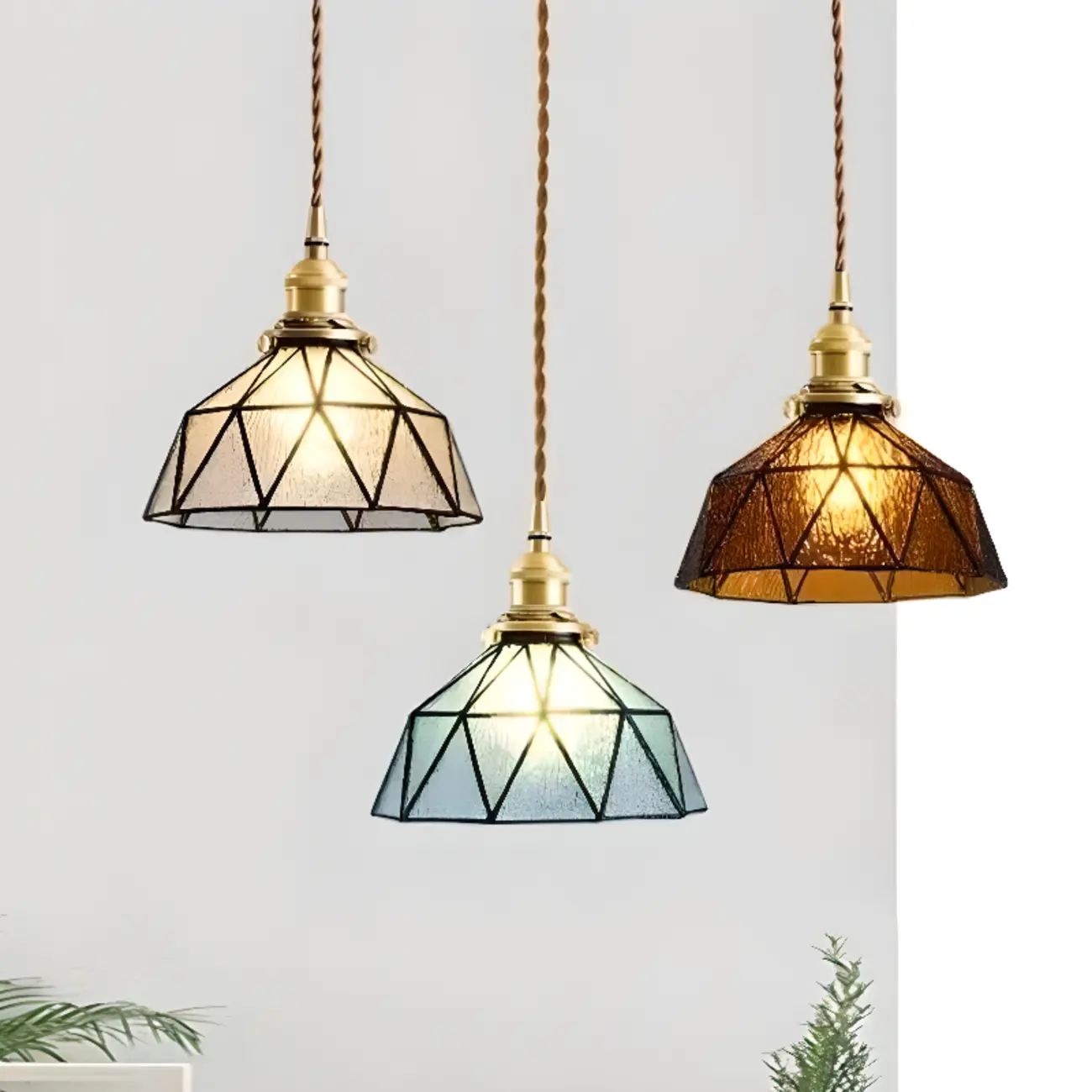 Modern Geometric Glass LED Hanging Pendant Light