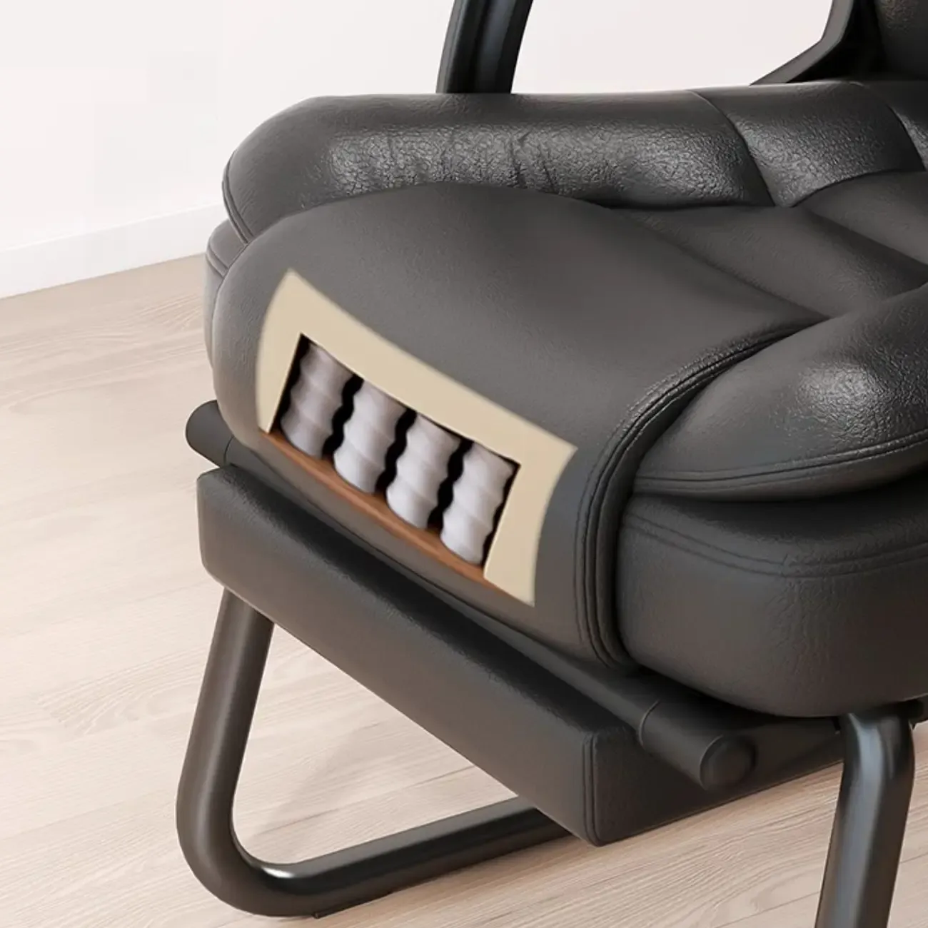 Luxurious Ink Leather Steel Reclining Office Chair