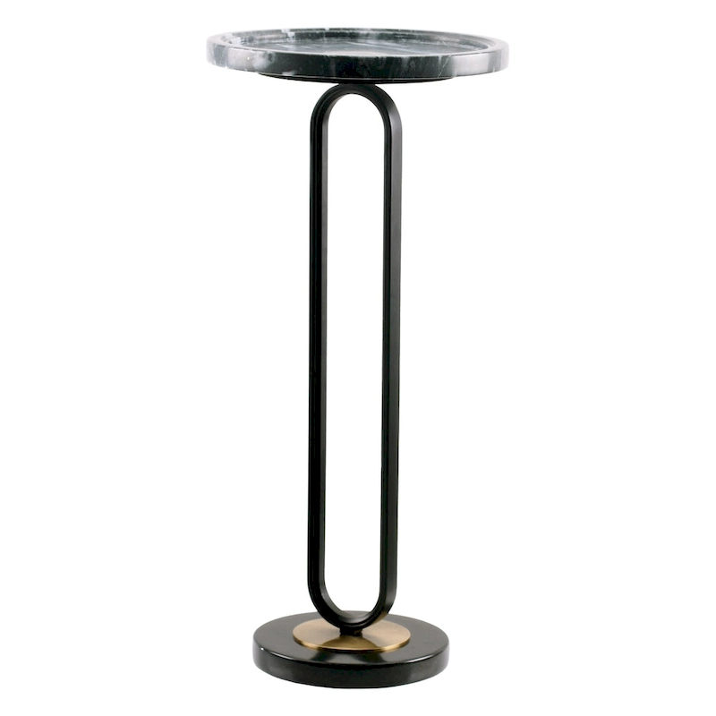 12  Grey Round Marble Metal Marble Pedestal End Table