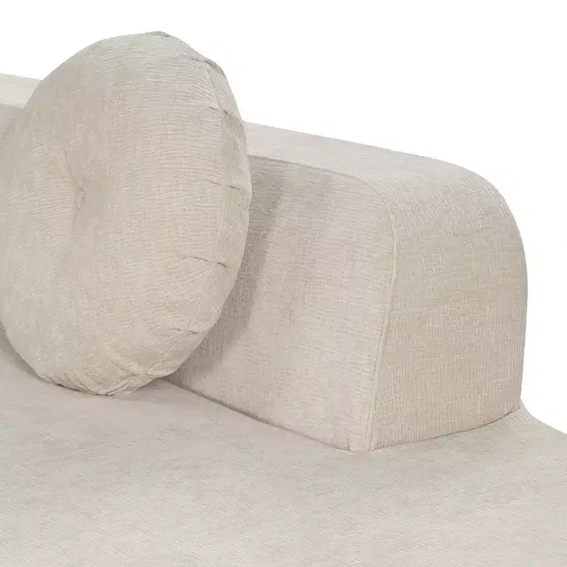 Whisen 122'' Extra Large Sectional Sofa, Elegant Fabric Upholstery Sofa Couch with Three Round Cushions , High-Resilience Foam