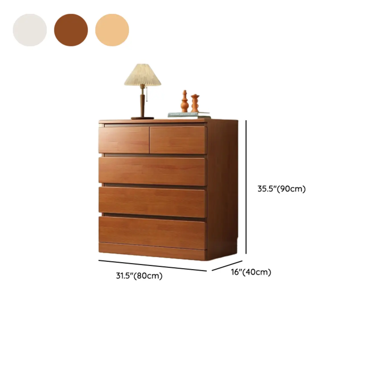 Modern Natural Wood Gloss Surface Dresser with 8-Drawers