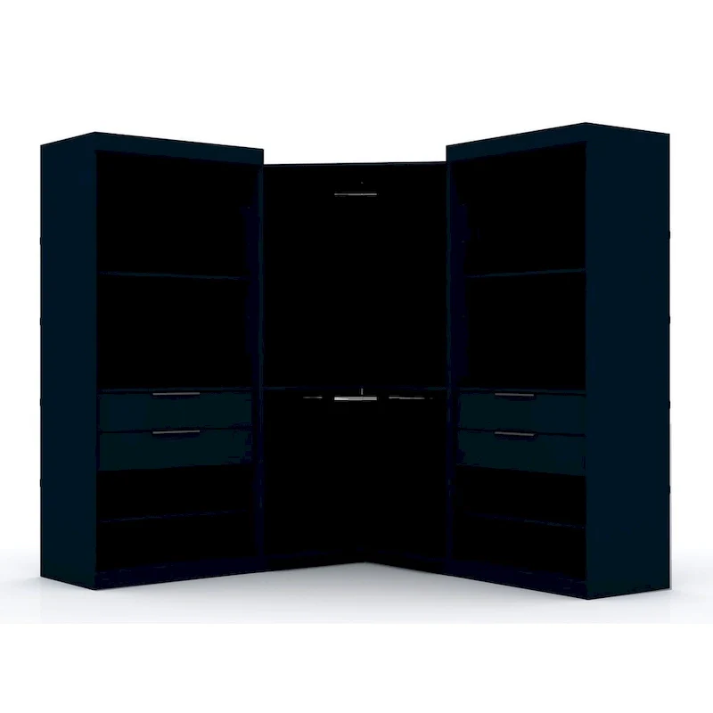 Mulberry Open 3 Sectional Modern 4 Drawer Wardrobe Corner Closet Set of 3