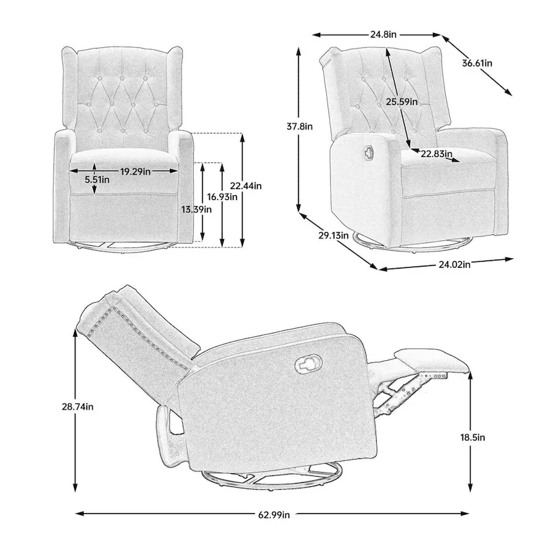 Multi-gear adjustable lounge chair 360 degrees full rotation rocking chair