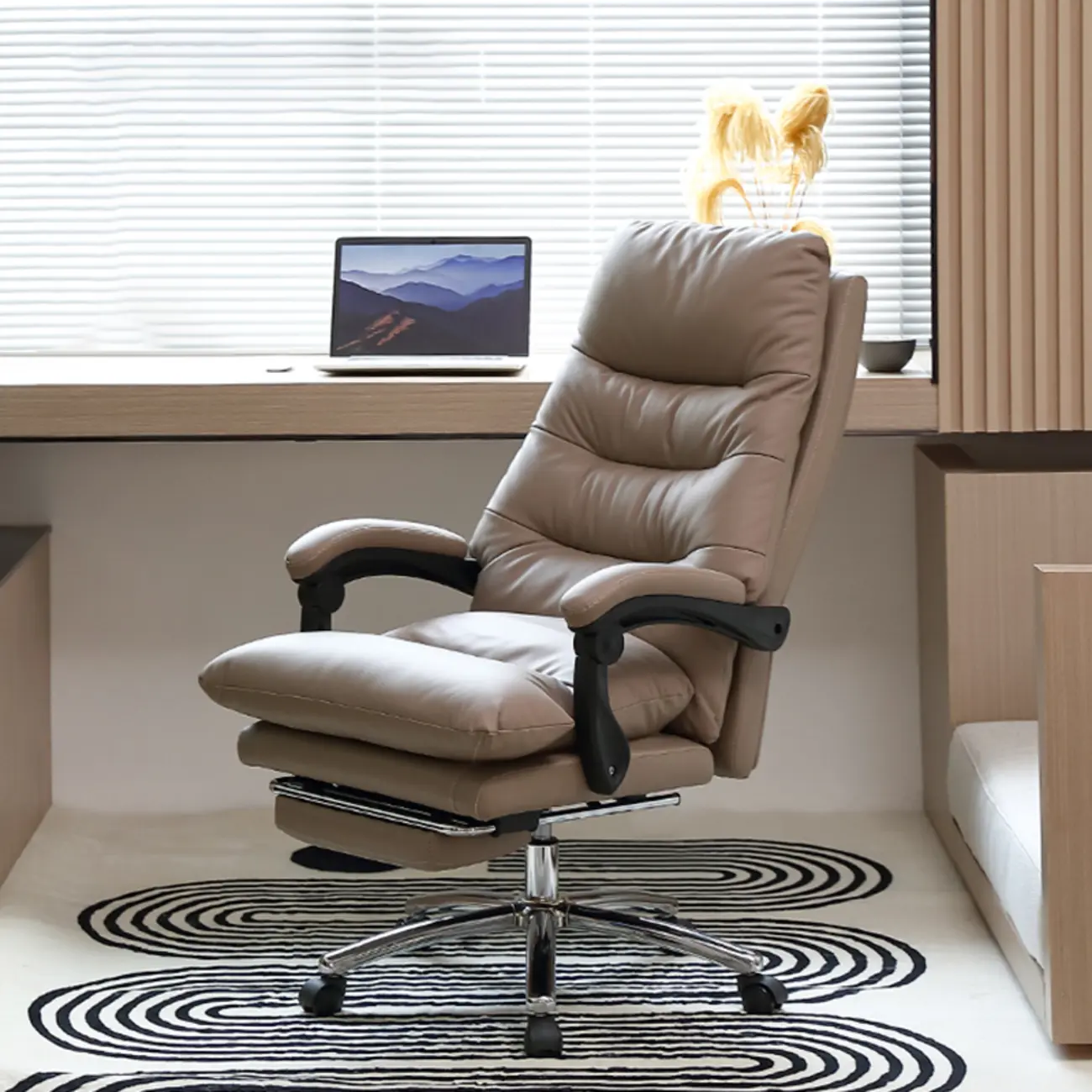 Upholstered Leather Recliner Adjustable Office Chair