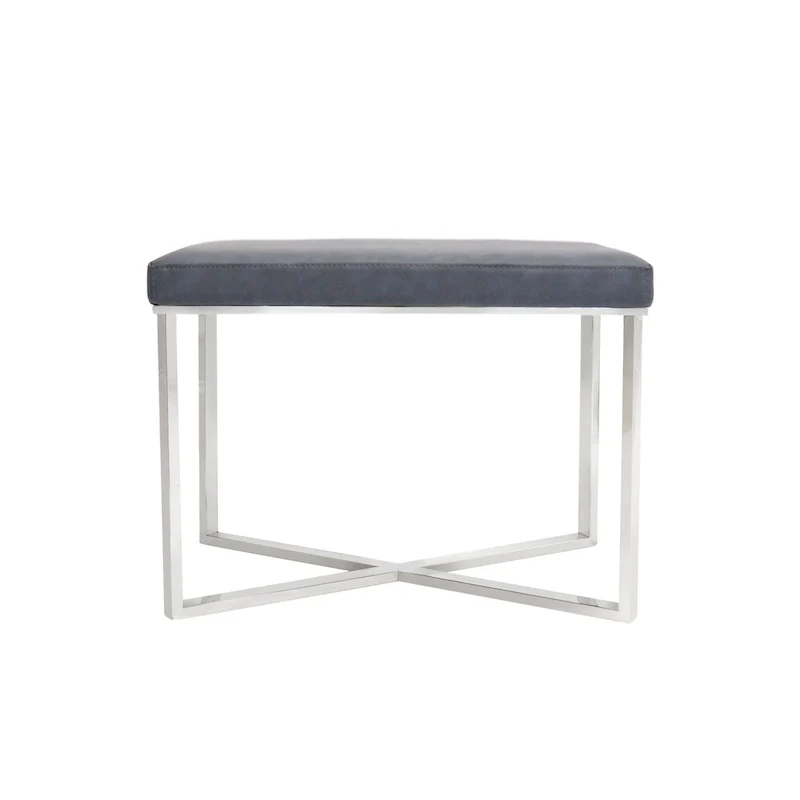 Pasargad Home Luxe Stool with Stainless Steel Base