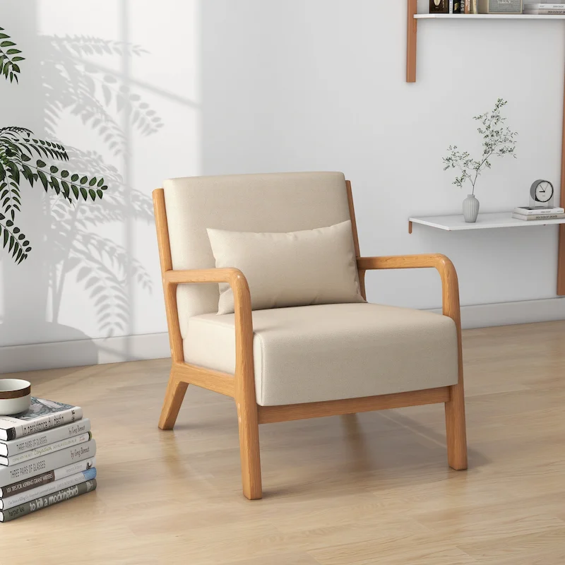 Leon Mid Century Modern Upholstered Accent Chairs Armchair Set of 2