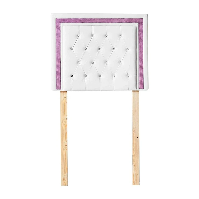 Tavira Allure College Dorm Headboard - White with Purple Crystal Border by DormCo