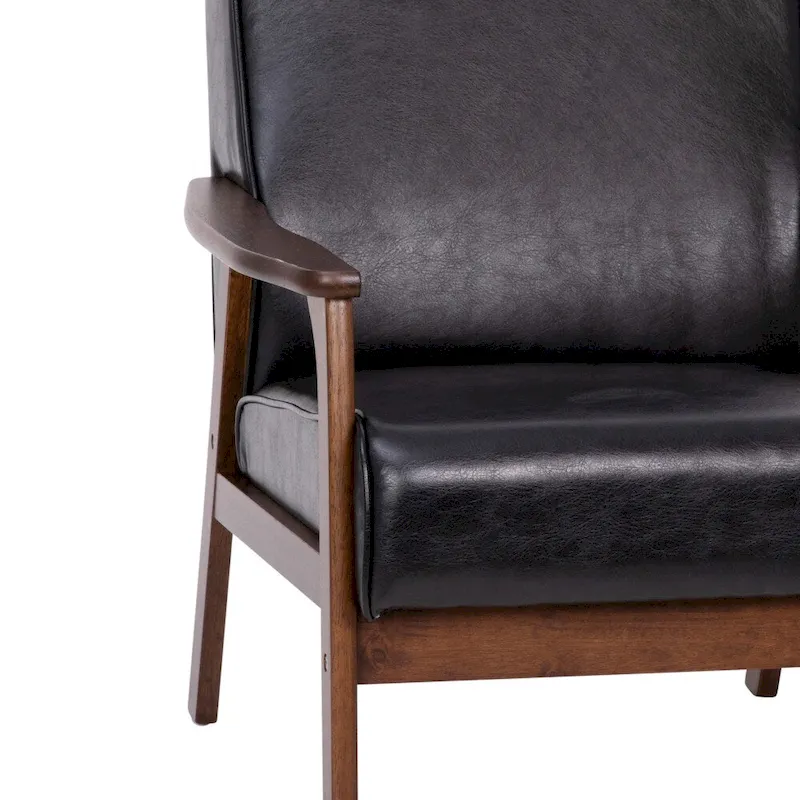 Mid-Century Modern Arm Chair with Wooden Frame and Arms