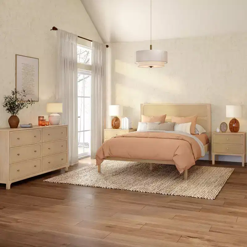 Elio Rattan 6 Drawer Dresser with Brass Knob