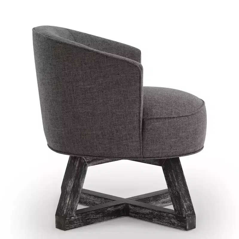 GDFStudio Glenn 360 Swivel Linen Upholstery Rubberwood Cross Base Chair