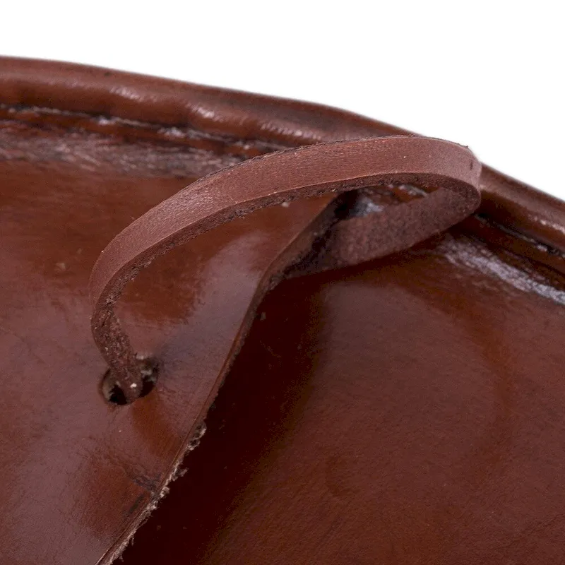 Handmade Spanish Elegance Tooled Leather Ottoman Pouf (Peru)