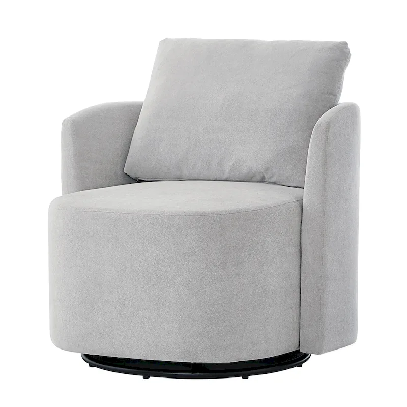Chenille 360 Swivel Barrel Chair with Ergonomic Curved Design and 440lb Weight Capacity