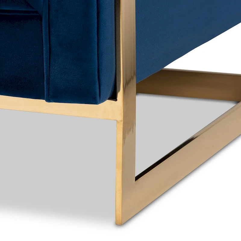 Glam Velvet Fabric Armchair with Gold-Tone Frame