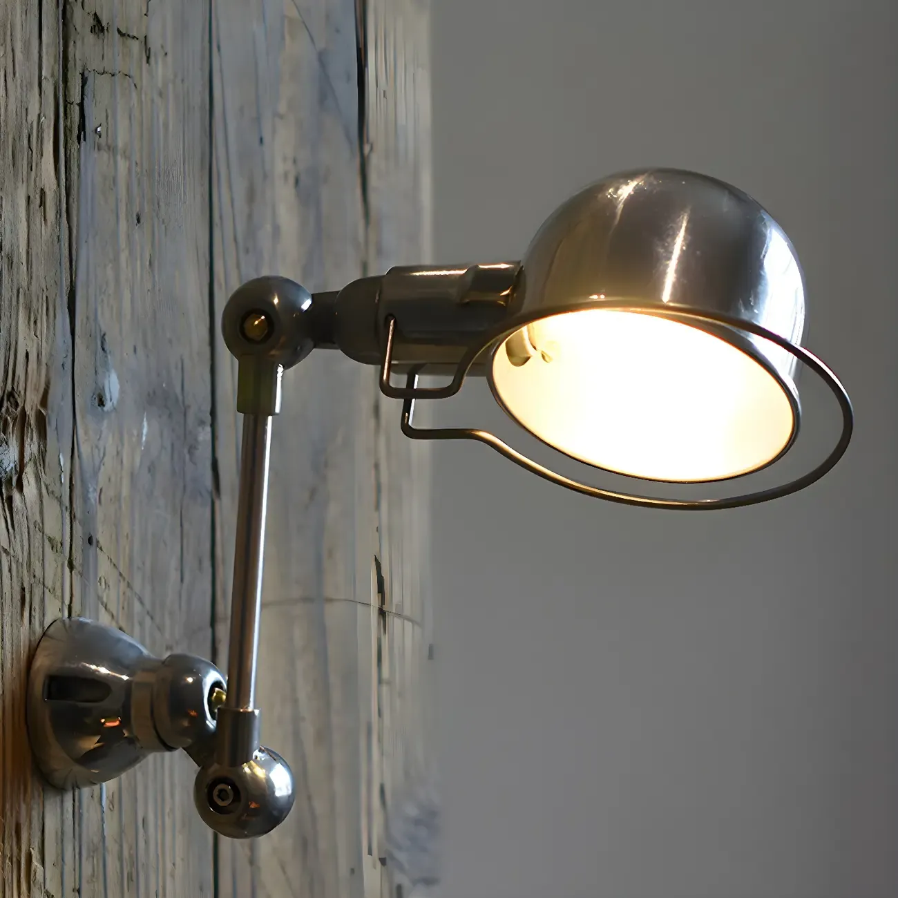 Industrial Metal Silver Glossy Mini Swing Arm Wall Light