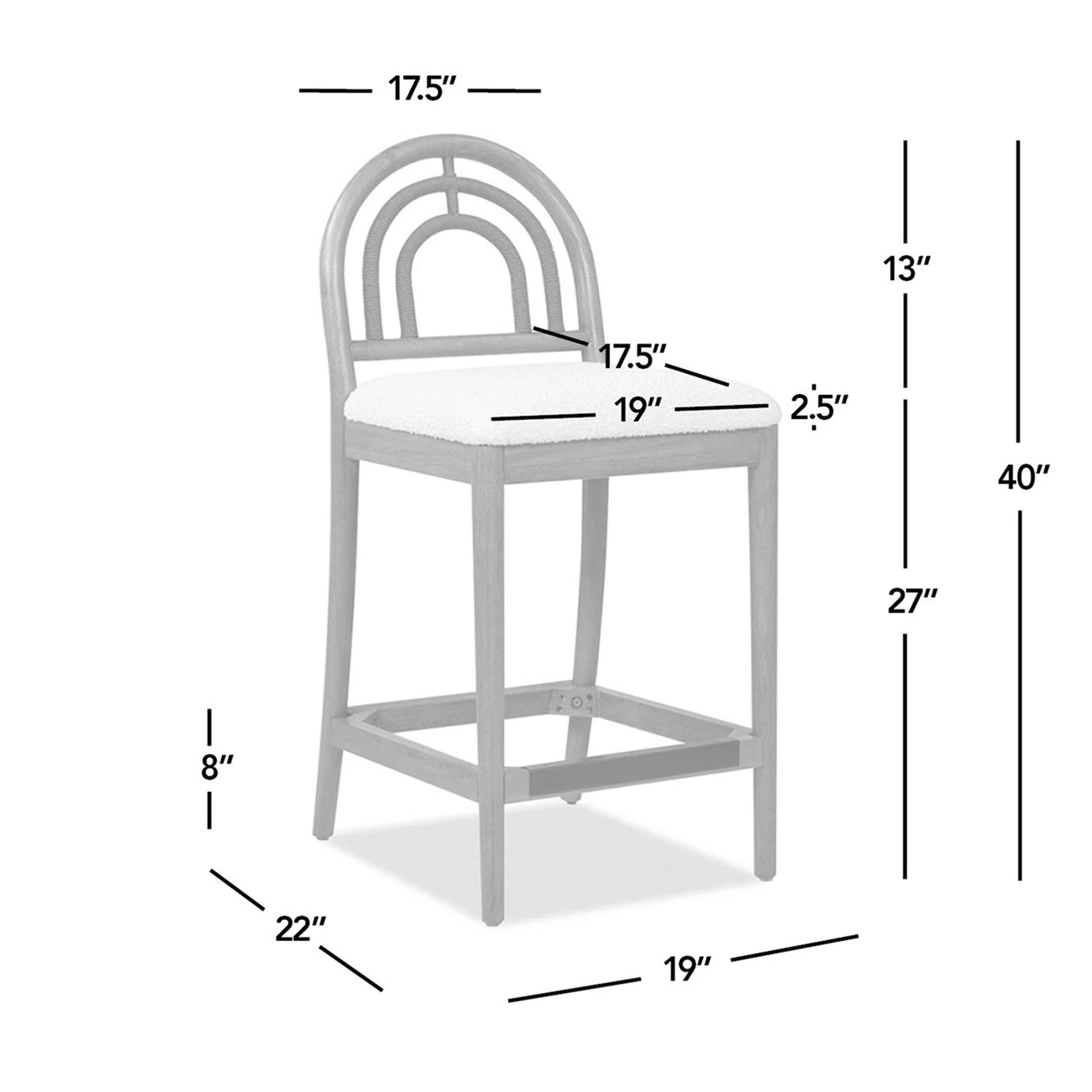 Panama Boucle 30.5' Curved Back Cane Rattan Bar Stool, Set of 2