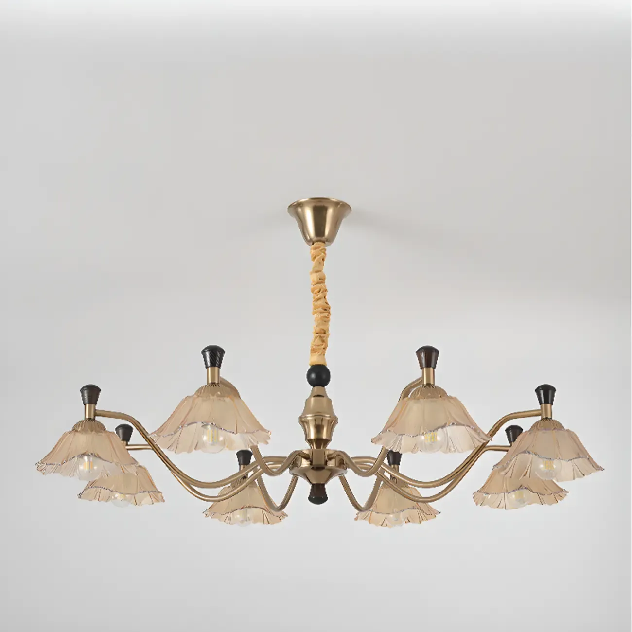 Modern Adjustable Gold Flower Glass Chandelier 6/8 Lights
