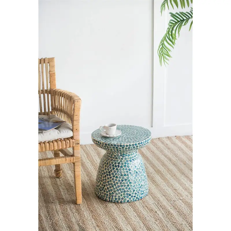 Capiz Shell Mosaic Stool and Side Table