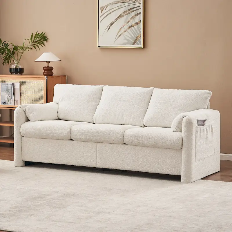 3-Seater Sofa 77 Chenille Couch - Plush Triple Seater Sofa with High-Density Foam Cushions, Deep Seat Living Room Couch