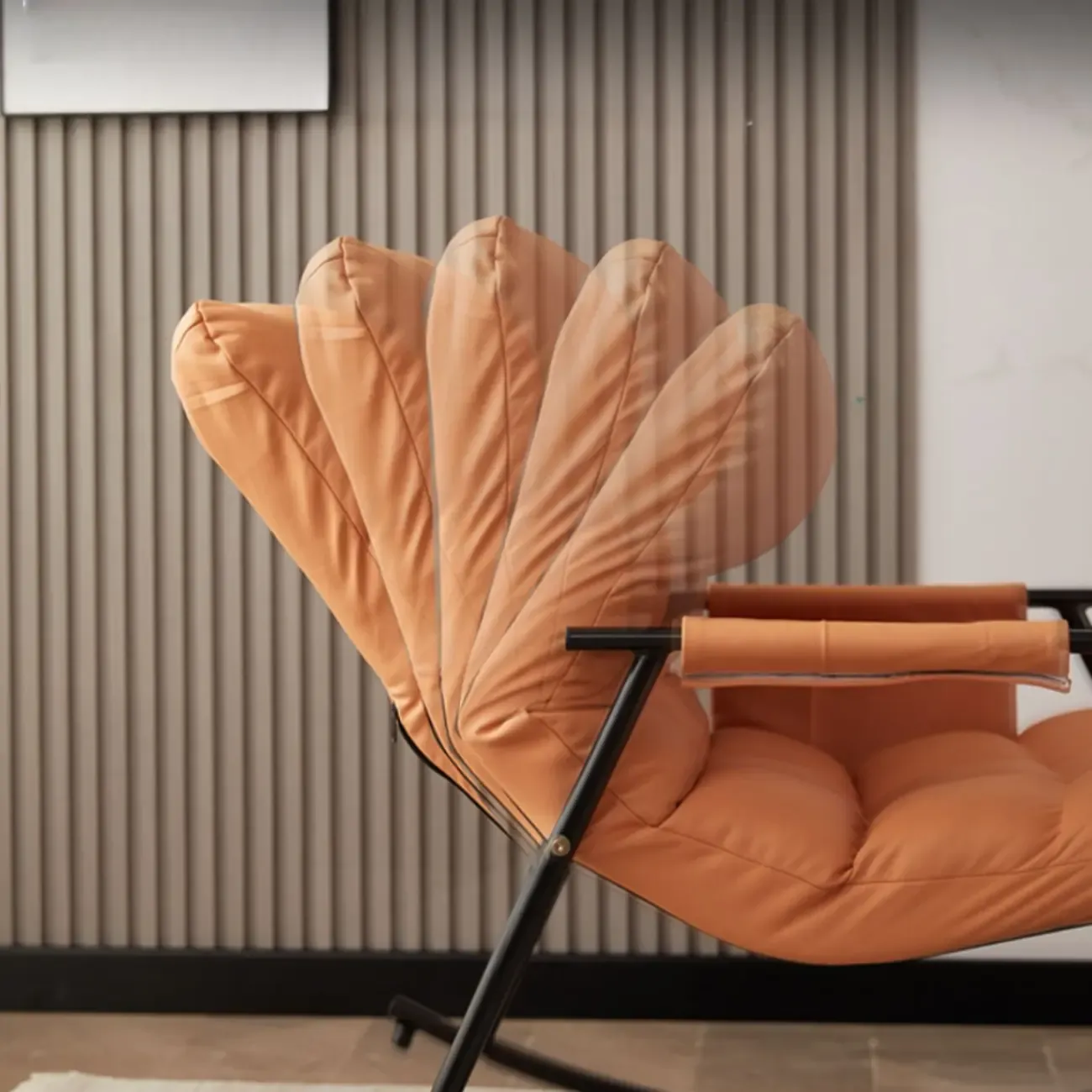 Modern Metal Track Arms Upholstered Rocking Chair