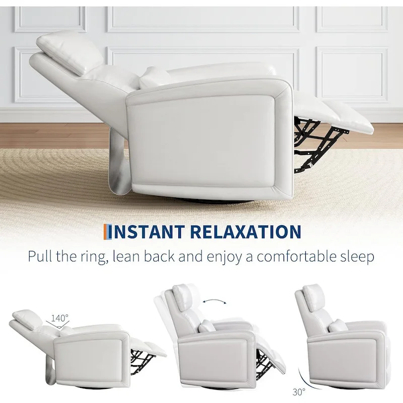 Manual Reclinder, 360 Swivel Rocking Glider Reclinder Chair with Ergonomic Backrest