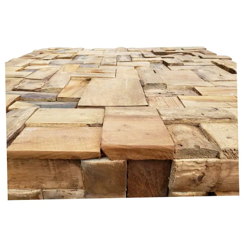 Chic Teak Rustic Recycled Teak Wood Java Coffee Table, 32 inch