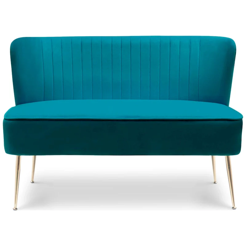 Upholstered Velvet Polyester 46 Wide Loveseat - Armless/ Scalloped Back