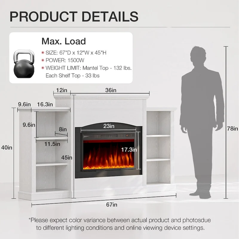 Electric Fireplace with 67 Mantel