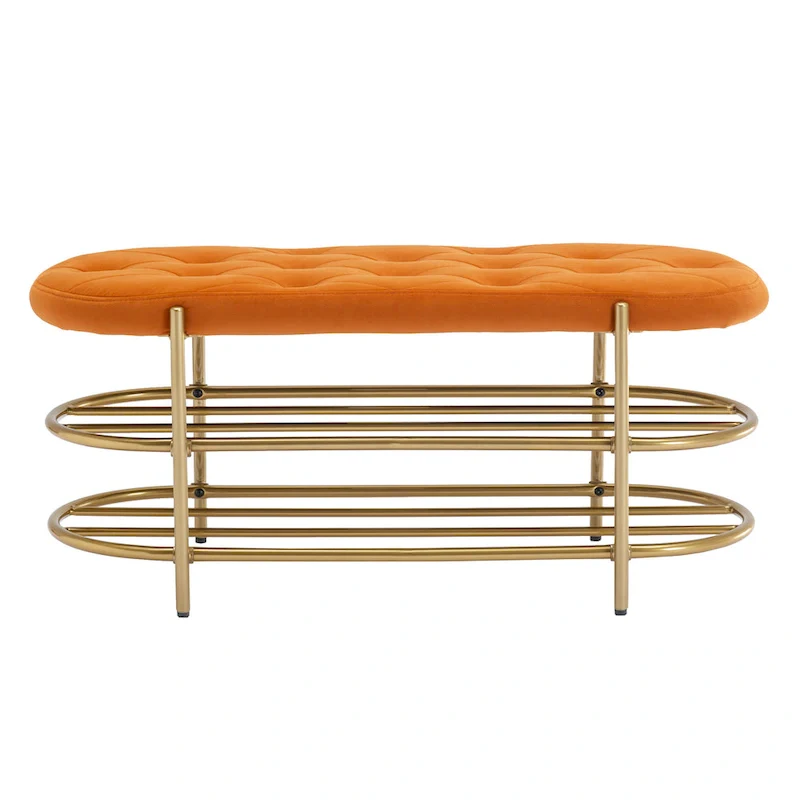 SEYNAR 40 Velvet Upholstered Living Room Bench with Double shoe rack