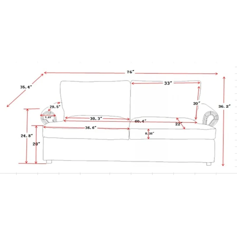 US Pride Furniture Viviana 76 inch Polyester Cushion Back Sofa Bed