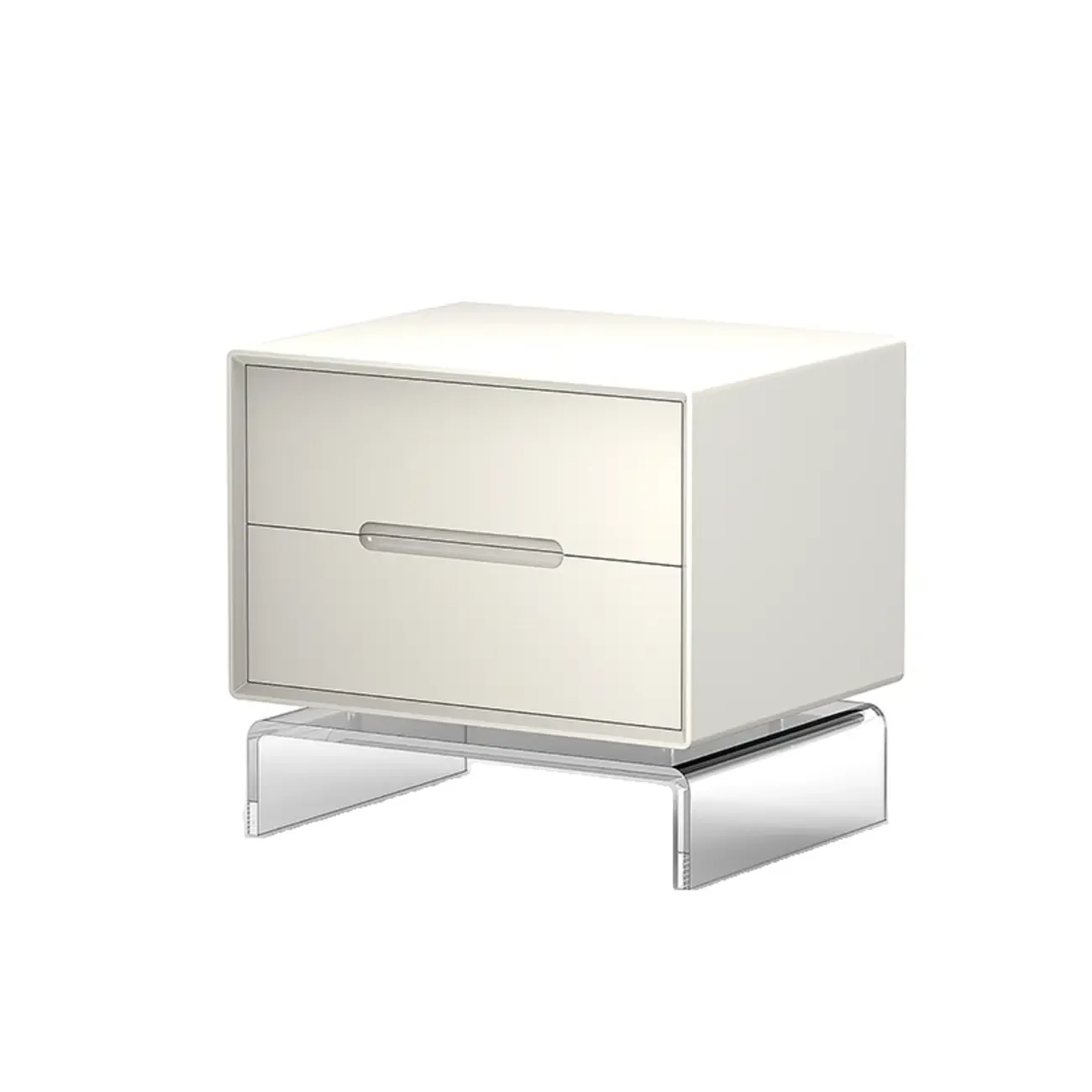 Modern Acrylic Leg Timber White Nightstand with Drawers
