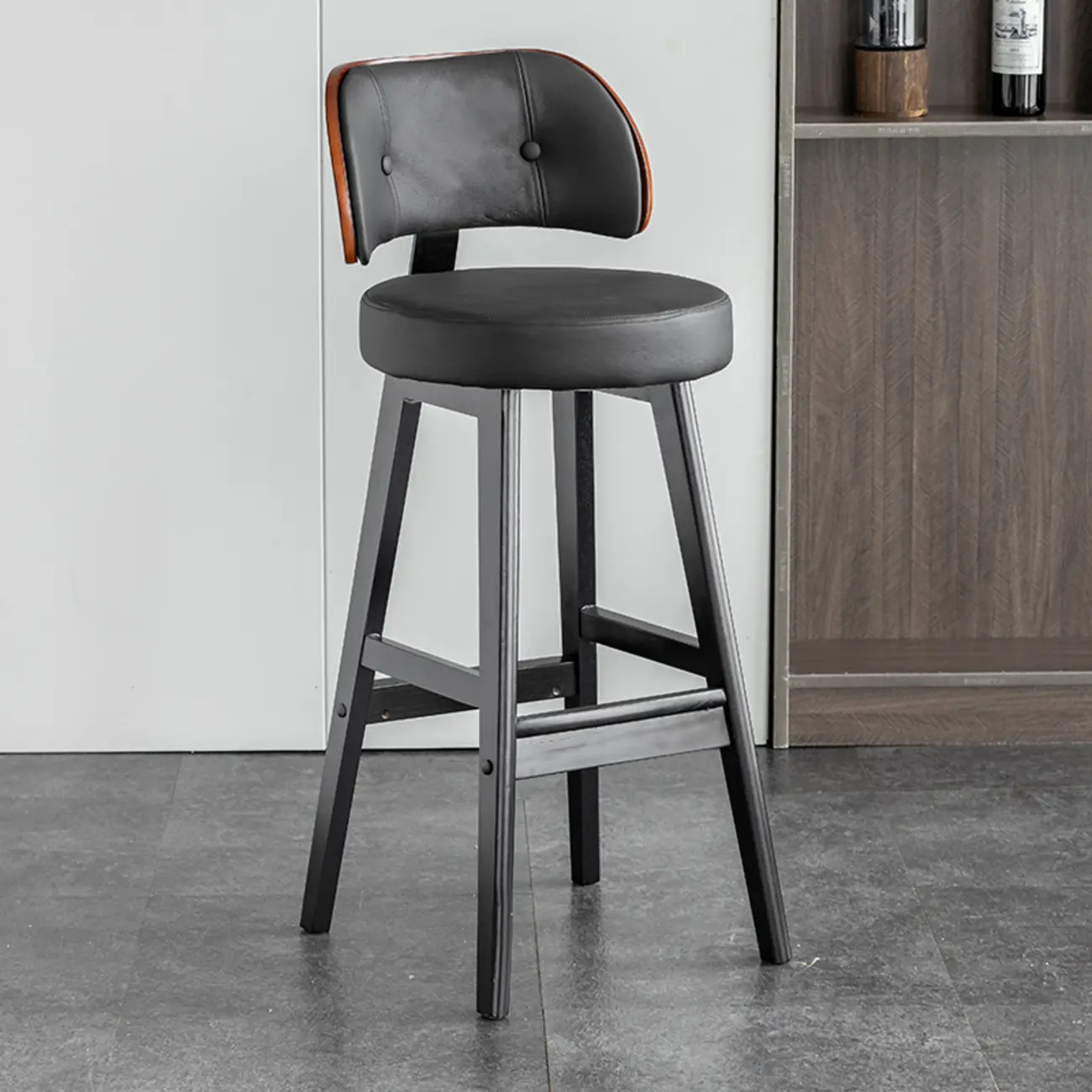 Modern Wood Upholstered Bar Stools with Back