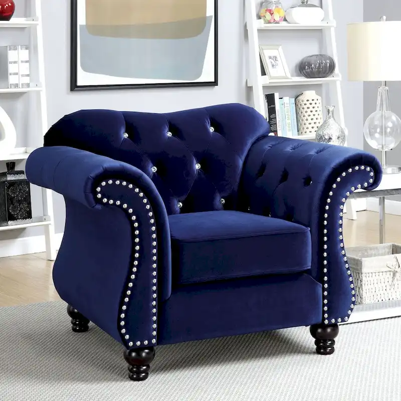 Traditional Fabric Felt Button Tufted Armchair