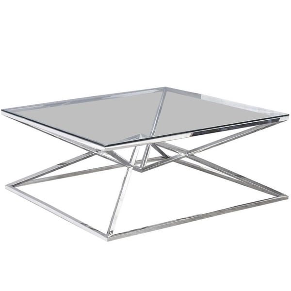 Best Master Furniture Angled Stainless Steel Square Coffee Table