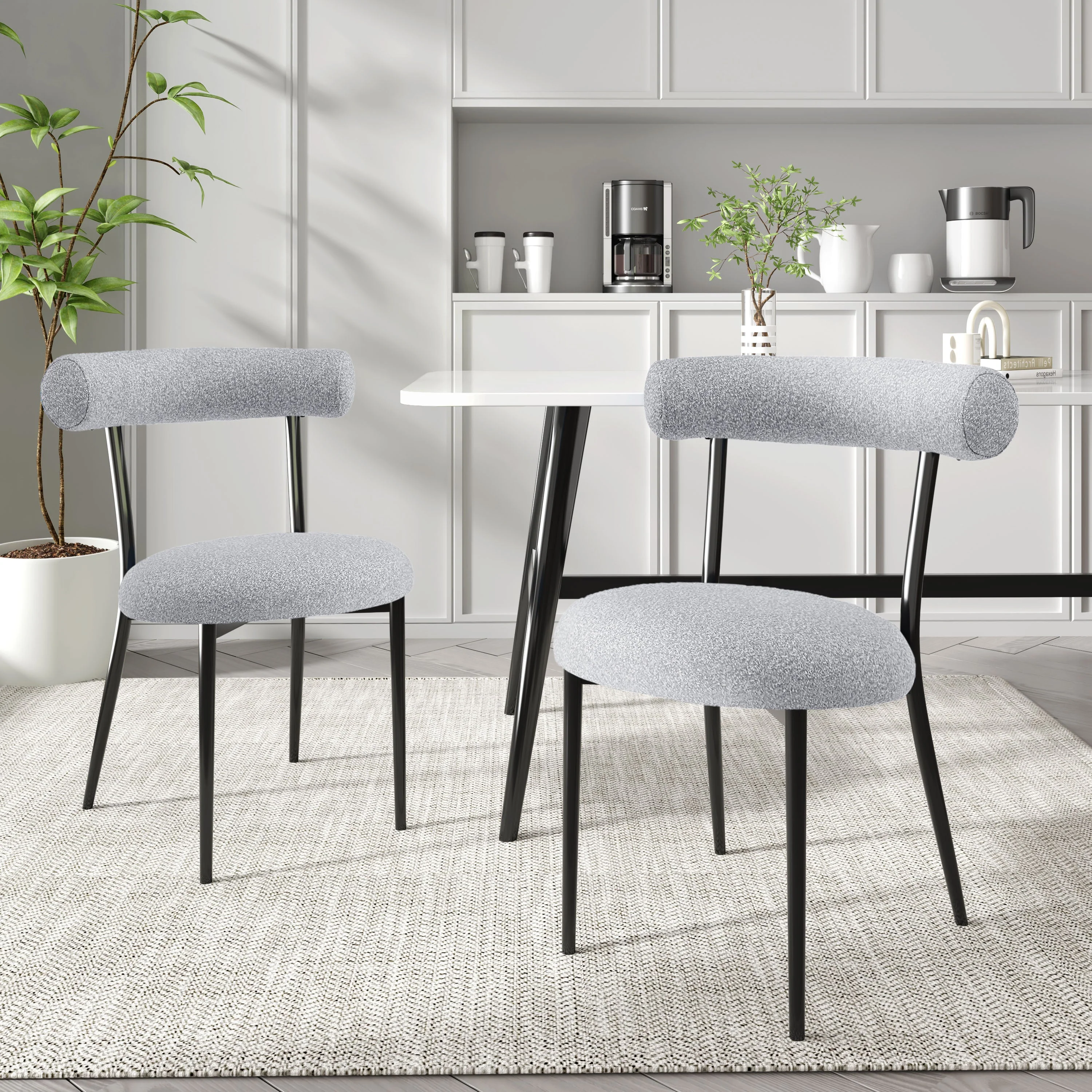 Indoor Luxury Fabric Upholstered Dining Chairs, Set of 2