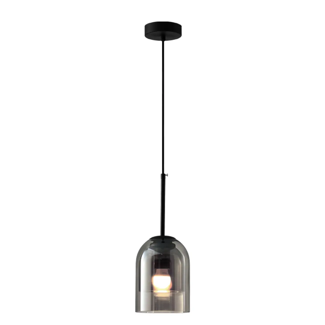 Modern Metal Gray Glass Cylinder Pendant Light