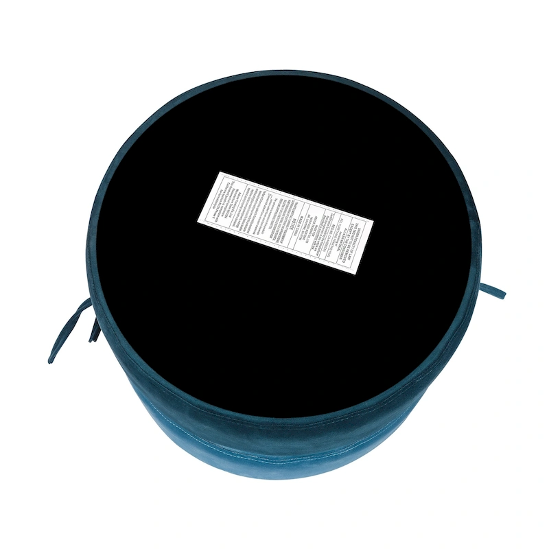 Adeco Round Pouf Upholstered Footrest Ottoman